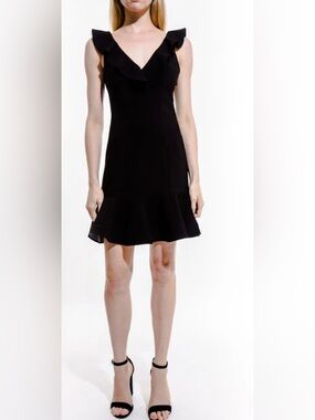 Likely Black Harlow Ruffled Sleeveless Mini Dress Sz 6